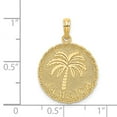 thumbnail image 3 of Diamond2Deal 14K Yellow Gold JAMAICA and Palm Tree Disk Pendant for Women (L- 1.01 in, W- 0.75 in), 3 of 4