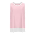 thumbnail image 6 of Pincandy Women's Summer Casual Patchwork Fake Two-piece Sleeveless Top T-shirt Round Neck Sleeveless Garment,Pink,S, 6 of 6