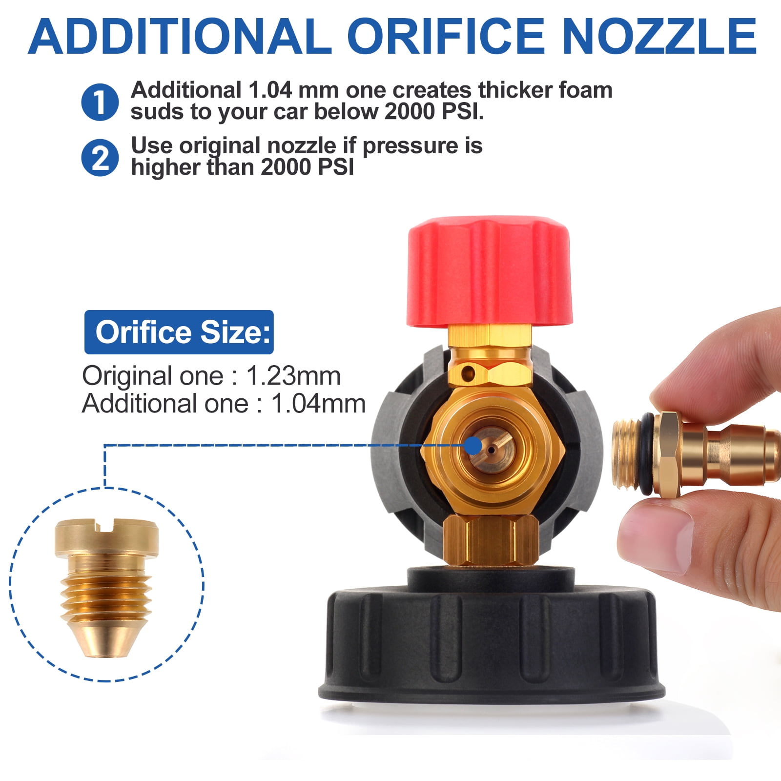 DUSICHIN Foam Cannon Short Pressure Washer Gun 1/4 Inch Quick Connector,5 Pressure Washer Nozzle Tips Car Wash Foam Gun 3/8'' Swivel Quick Connector,M22-14mm M22-15mm Fitting,Not Use with Garden Hose