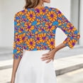 thumbnail image 7 of Ynynloco Women's Floral 3/4 Sleeve Kintted Shrugs Sweaters Lightweight Open Front Cropped Cardigan for Dress, 7 of 7