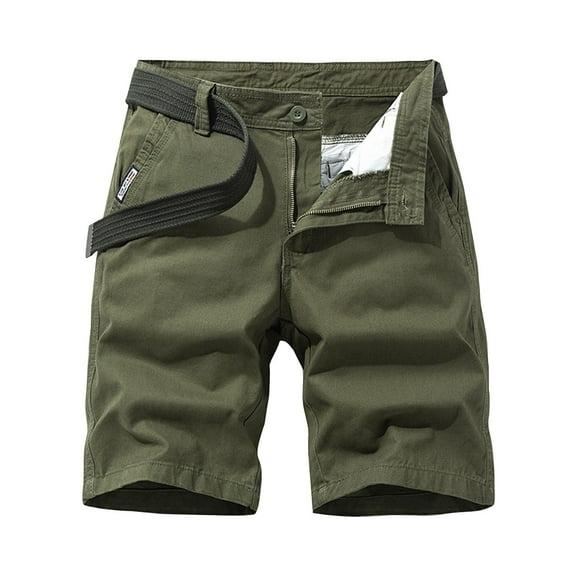 Conairie Men Cargo Shorts Vintage Elastic Waist Work Shorts Lightweight Summer Hiking Shorts with Multi Pockets Army Green 28