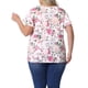 thumbnail image 3 of Blusa casual de verano para mujer de tallas grandes Agnes Orinda con flores, volantes, plisada, escote en V y mangas cortas 1X en blanco y rosa floral, 3 of 6