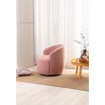 thumbnail image 2 of Swivel Barrel Chair, Modern Round Accent Chair with Black Powder Coating Metal Base, Teddy Fabric Single Sofa Chair for Living ROOM, Bedroom（Light Pink）, 2 of 7