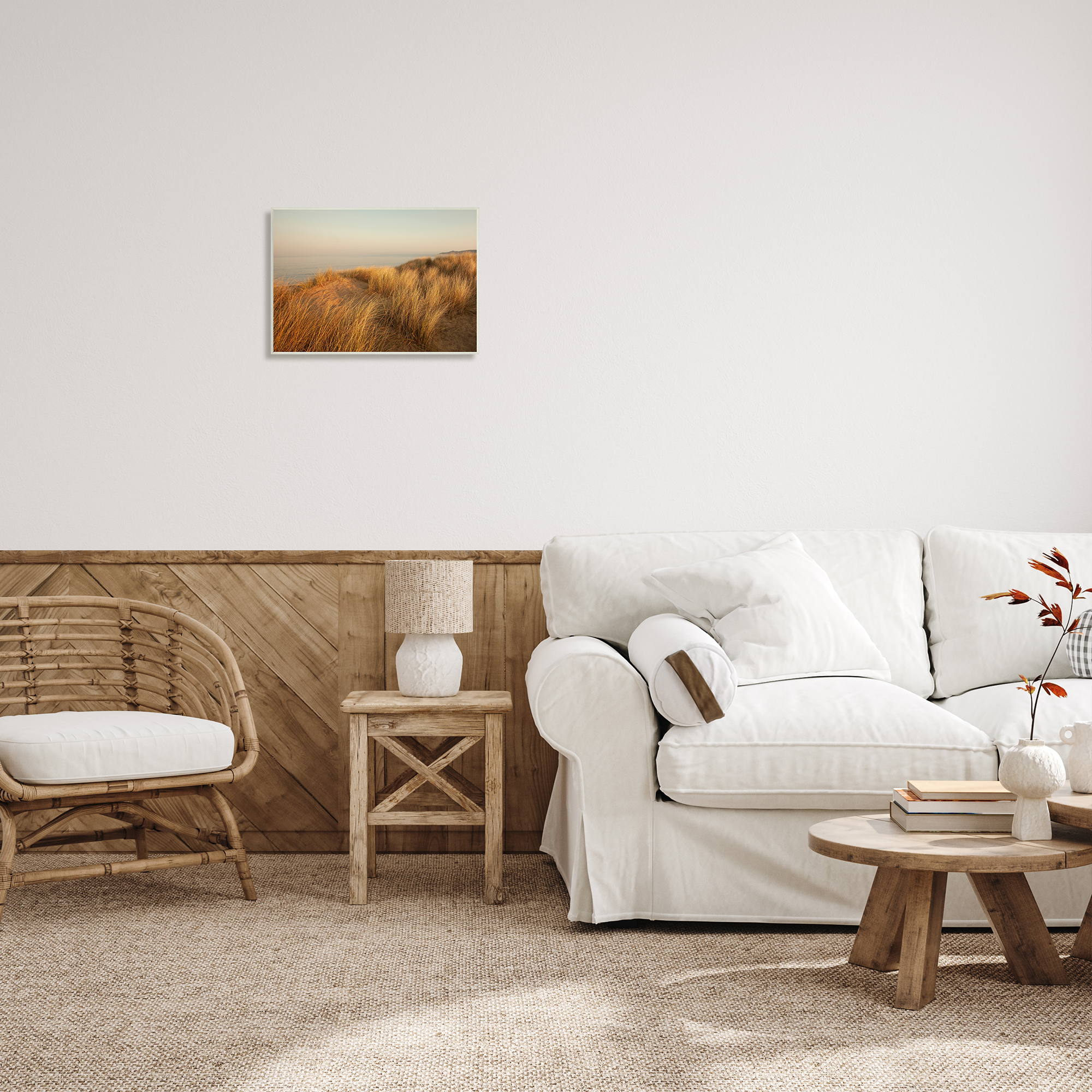 Stupell Indtries Ocean Cliff Sunset Sun Bleached Grass Seaside Photography,19 x 13,Design by Ian Winstanley