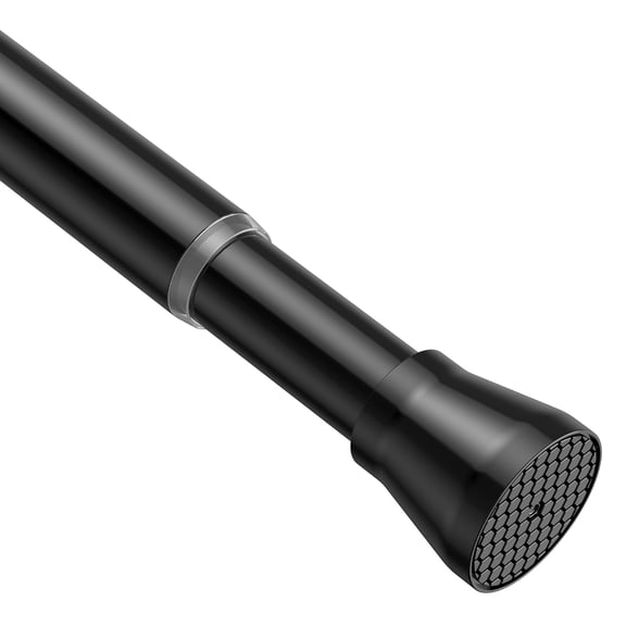Spring Tension Rod No Drill Required 28-48 Inch Adjustable Curtain Rod for Windows Closet Balcony Non Slip Black