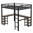 thumbnail image 5 of Full Loft Bed with L-Shaped Desk,Heavy Duty Metal Loft Bed Frame with Ladder and Shelf for Kids, Adults, Space Saving Design,Black, 5 of 8