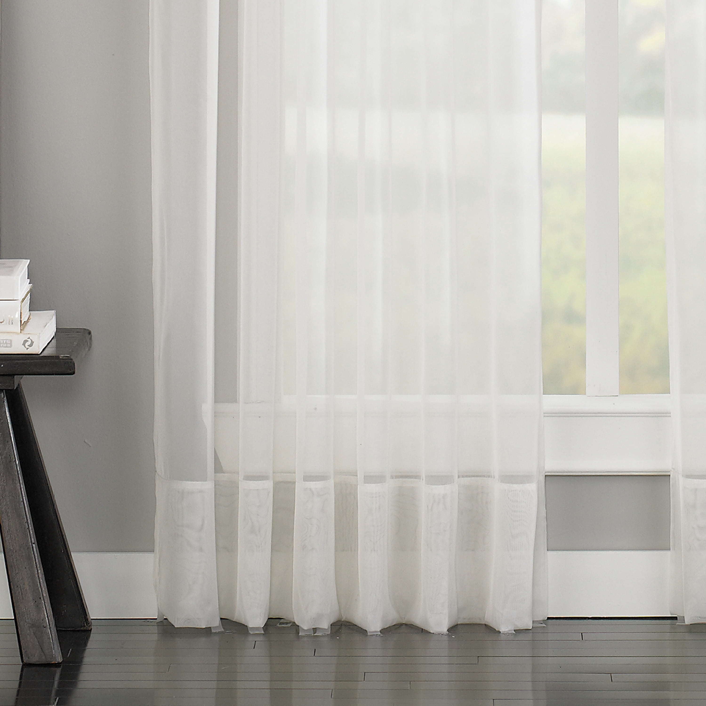 Curtainworks Soho Voile Indoor Curtain, Polyester Sheer Pinch Pleat Single Panel, White, 29" x 120"