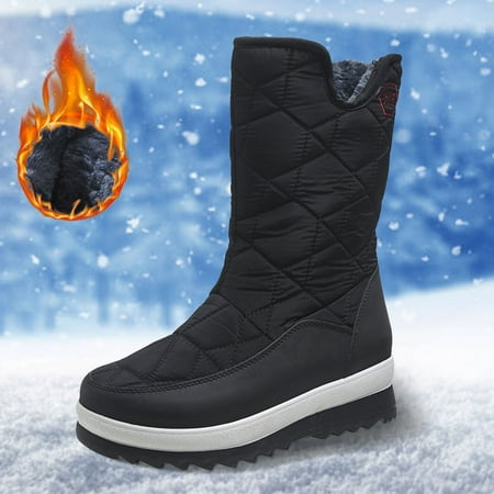 

Akiihool Snow Boots for Women Wide Women s Winter Boots Waterproof Snow Boots Walking Boots Warm Anti-Slip Ankle Hiking Skiing Boots (Black 7.5)