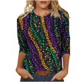 thumbnail image 1 of Penkiiy 2024 Blouse Mardi Gras Tops pour Femmes T-Shirt Quotidien Manches 3/4 Blouse Imprimé Masque Haut Carnaval Col Rond Chemise Décontractée S Multicolore, 1 of 5