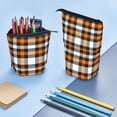 thumbnail image 5 of Lsque Orange Plaid Pattern Telescopic Pencil Bag Pen Holder Stationery Case, Stand-up Retractable Transformer Bag Organizer, 5 of 6
