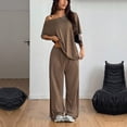 thumbnail image 4 of 2 Piece Sets for Women Plus Size Going out Round-Neck Short Sleeve And Long Pants Casual 2PC Sets, 4 of 6