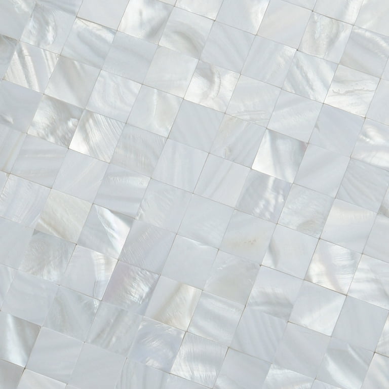 Art3d Square White Seamless 12 in. x 12 in. Mother of Pearl