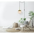 thumbnail image 2 of Midcentury Modern Eclipse 1 Light Brass Plug In Pendant with Frosted White Glass, 2 of 6
