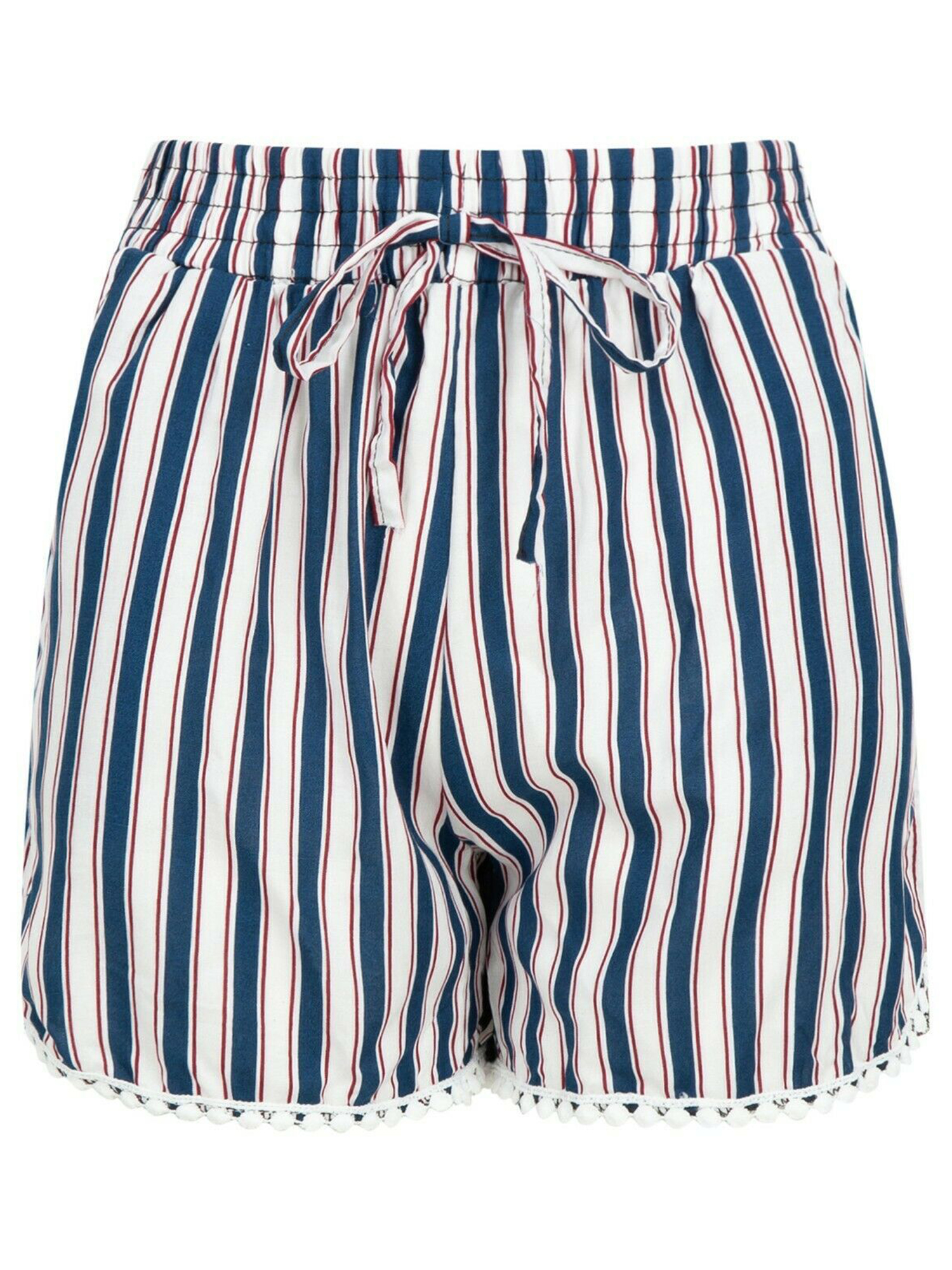 Handyulong Womens Comfy Shorts Striped Print Casual Drawstring Pocket Beach Summer Shorts Lounge Pants for Teen Girls
