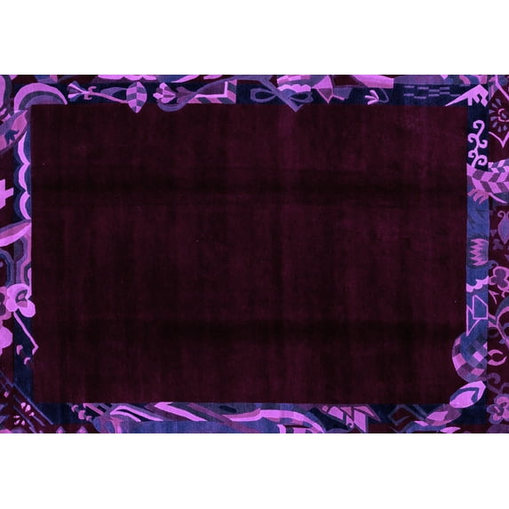 Ahgly Company Indoor Rectangle Abstract Purple Modern Area Rugs, 5' x 7'