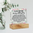thumbnail image 4 of Acrylic Mother of the Bride Gift Desk Decor Wedding Present, to My Mother on My Wedding Day Decorative Clear Acrylic Desk Plaque Sign with Wood Stand Gifts, 4 of 5