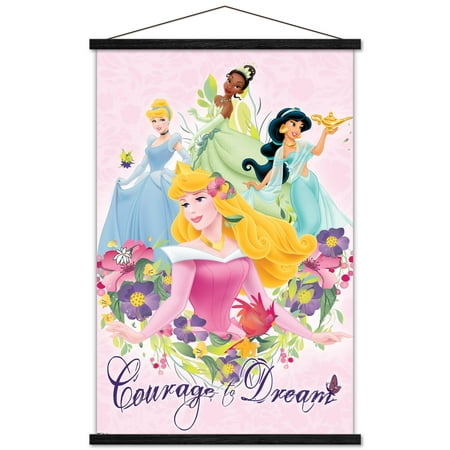 Disney Princess - Courage and Dream Wall Poster with Wooden Magnetic Frame, 22.375" x 34"