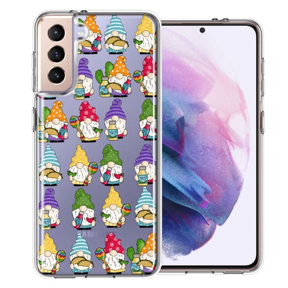 MUNDAZE Samsung Galaxy S21 Cinco De Mayo Party Cute Gnomes Mexico Tacos Fiesta Double Layer Phone Case Cover