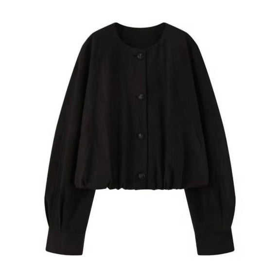 Bibifish Womens Jackets Casual Autumn Winter Cropped Jackets Trendy Long Sleeve Crewneck Vintage Workout Streetwear Ladies Outerwears