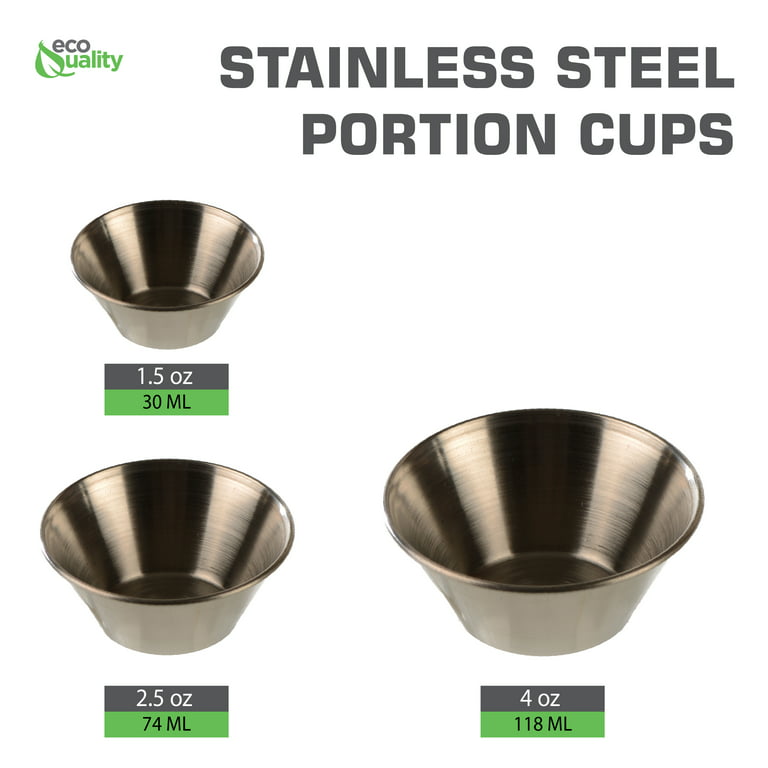 8 Stainless Steel 2 Ounce Sauce Cups Condiment Dipping Cups Commercial or  Home