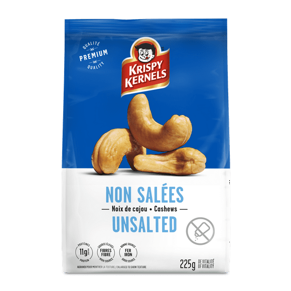 Krispy Kernels Unsalted cashews 225g, 225g