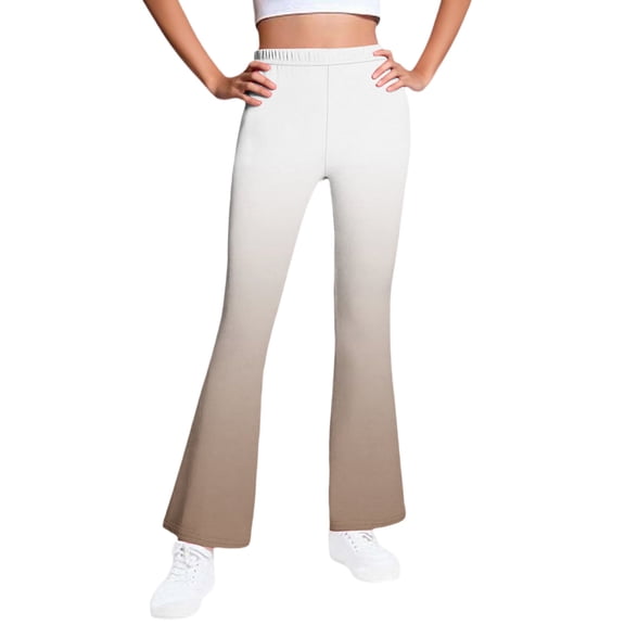 Girls Fleece Lined Leggings Size 10-12 Winter Warm Gradient Flared Pants High Waisted Soft Thermal Pants, 13 Y