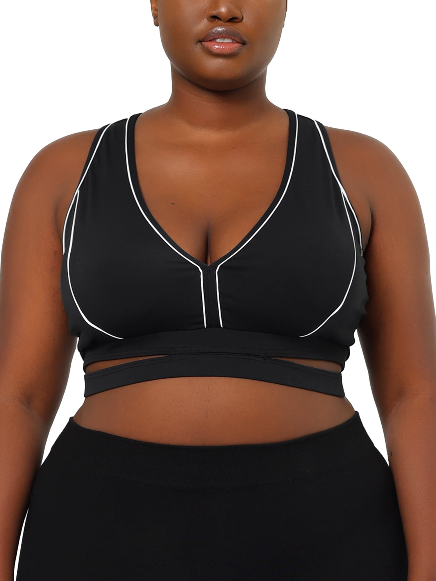 Women's High Impact Netted Racerback Wire-free Control Solid Sports Bra Tank Top 