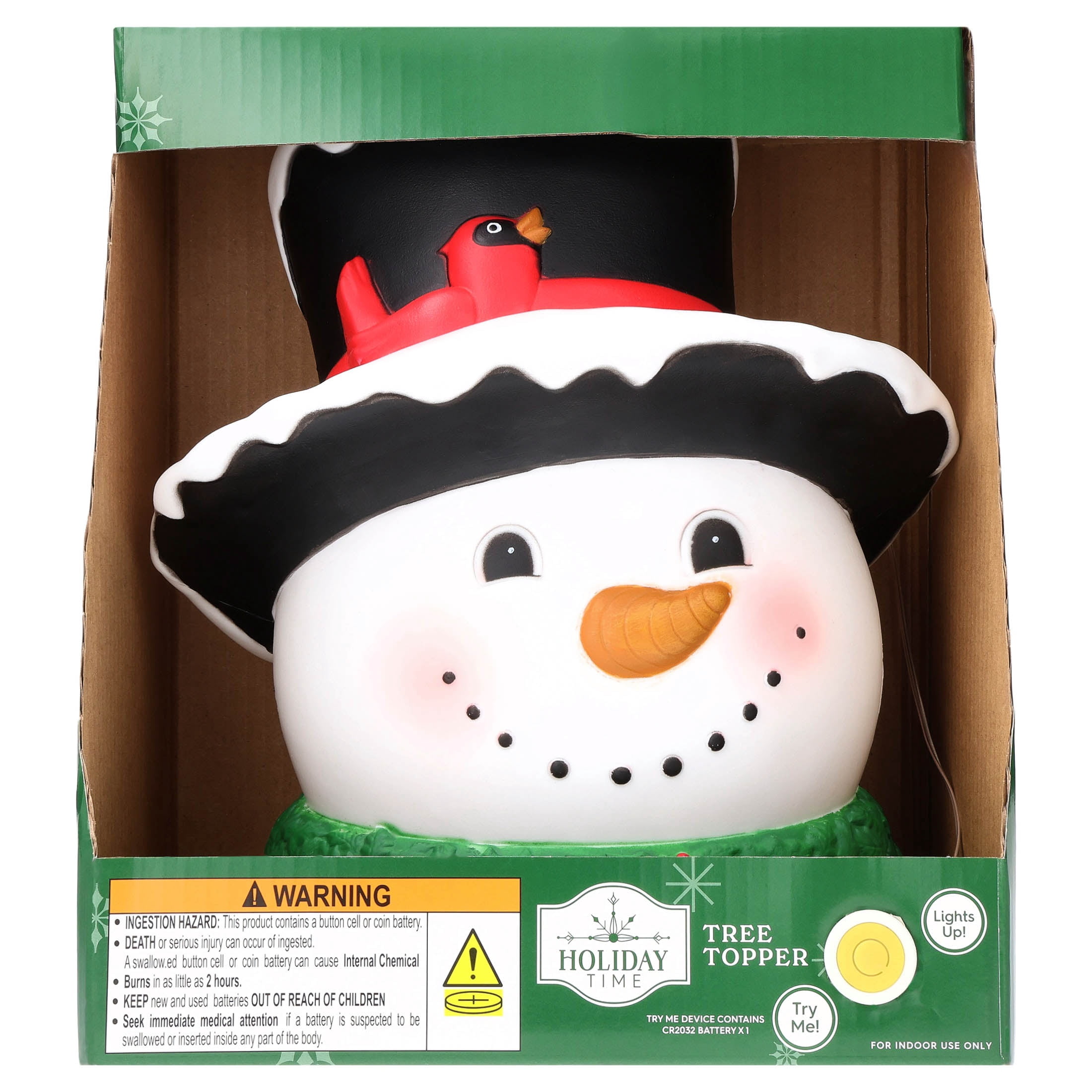 LED Snowman Christmas Tree Topper, Multicolor, 13", by Holiday Time