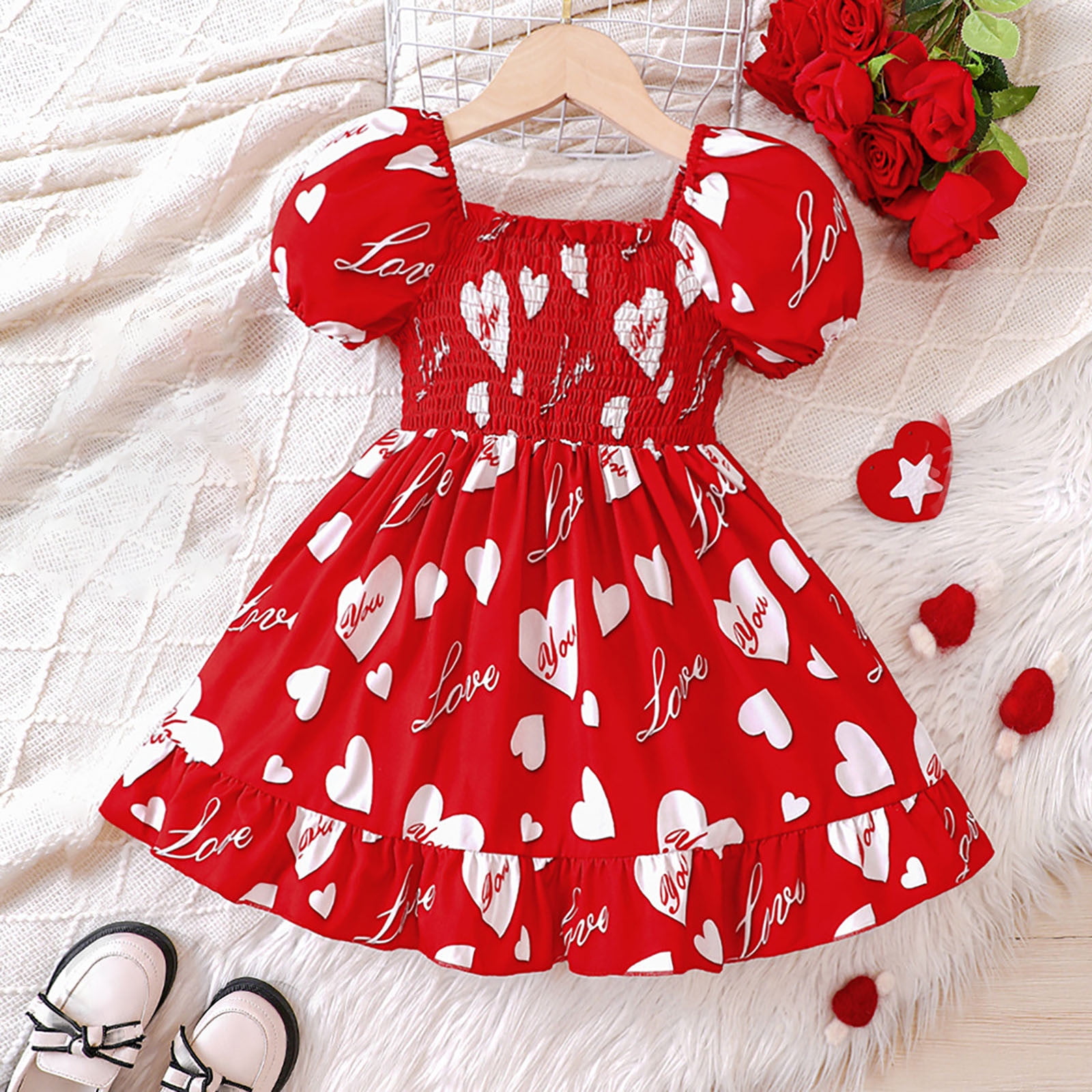 toraway Dresses for Girls 3T Toddler Girls Short Sleeve Prints