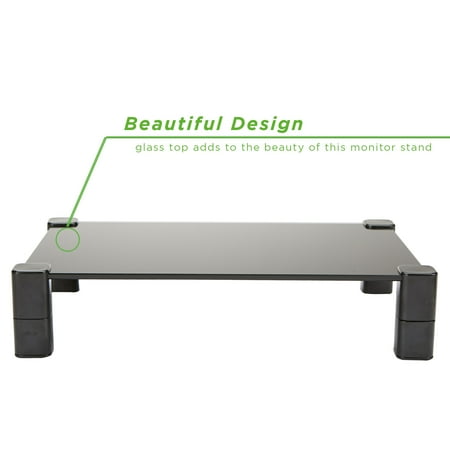 Mind Reader - 4 Leg Glass Monitor Stand - Black