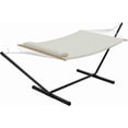 thumbnail image 1 of Hamac Double avec Support - Capacité Robuste de 350 Lb pour 2 Personnes, Hamac en Corde Portable pour Usage Extérieur/intérieur, Comprend Coussin de Confort et Oreiller, Assemblage Facile, Beige, 1 of 6