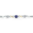 thumbnail image 2 of Gem Stone King 925 Silver and 10K Yellow Gold Blue Lapis and Lab Grown Diamond Bracelet for Women | 2.52 Cttw | Gemstone Birthstone | Cushion 6MM | 7 inches | Made in Italy, 2 of 5