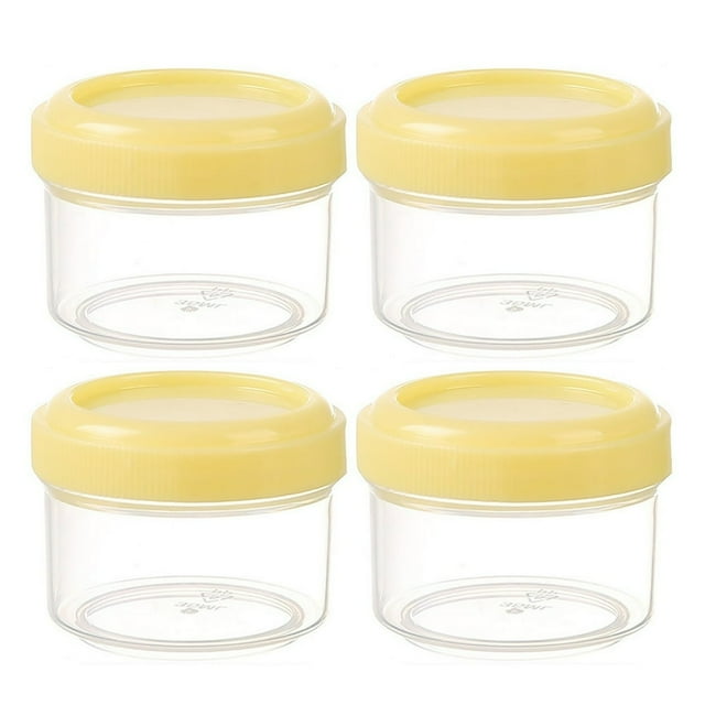 SUTENGDA Contenant pour Vinaigrette - Petits Contenants de 35 ml avec Couvercles, Contenants à Condiments Étanches, Contenants à Sauce en Plastique Réutilisables, Empilables, Ensemble de Petites Coupelles pour Sauce Trempette Sans BPA (4