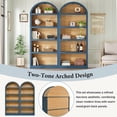 thumbnail image 3 of DTTRA 69" Tall Arched Bookshelf Set of 2, 5-Tier Open Display Bookcase with Fabric Top, Blue, 3 of 7