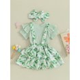 thumbnail image 5 of Musuos Baby Girls 3Pcs Spring Outfits 3 6 12 18 24M Short Sleeve Romper + Floral Suspender Skirt + Headband Set Newborn Clothes, 5 of 10