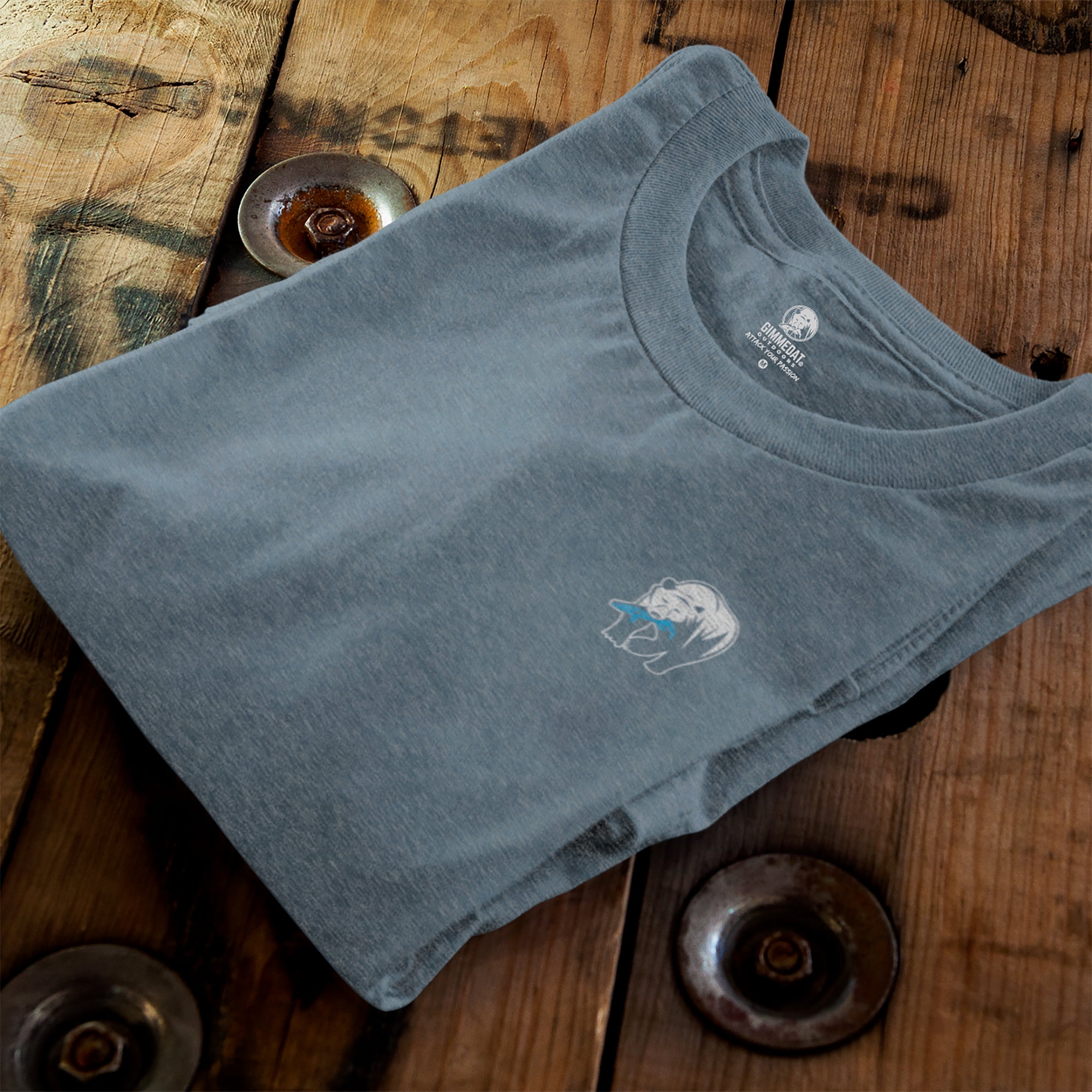 GIMMEDAT On The Fly Long Sleeve Outdoor Fly Fishing Men's and Women's Shirt Gift Fun (3X-Large) Heather Royal Tie One On Fly Fishing GIMMEDAT Outdoors | GIMMEDAT® Outdoors