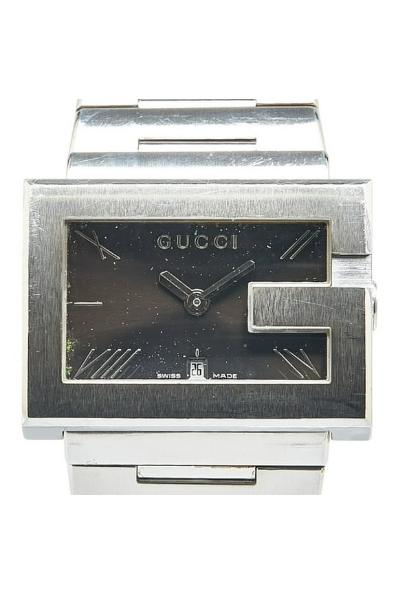 Pre-Owned Gucci Men's 100M Quartz Watch with Black Dial and Stainless Steel Movement (Good)
