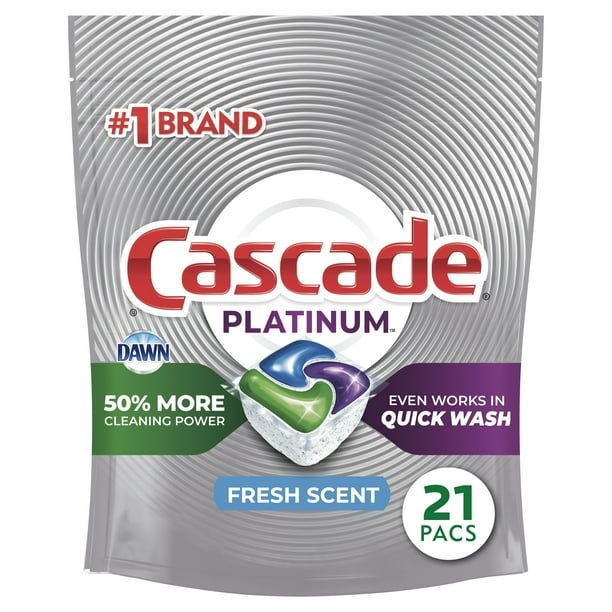 Cascade Platinum Dishwasher Detergent Pods, Fresh Scent, 21 Count