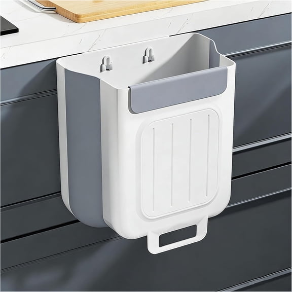 Generic Hanging Foldable Trash Can Cabinet Door Space Saver Gray Large