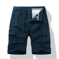 thumbnail image 2 of Men's Cargo Shorts 3/4 Relaxed Fit Mens Running Shorts Pockets Elastic Waist Cotton Hiking Shorts Dark Blue M, 2 of 3