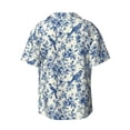 thumbnail image 6 of Lsque Vintage Floral Birds print Men's Cuban Collar Short Sleeve Shirt Summer Beachwear Casual Button Down Fashionable Vacation Leisure Shirt-3X-Large, 6 of 7