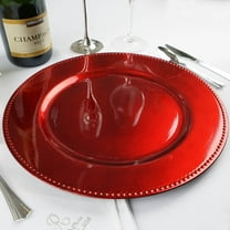 Efavormart 6 pcs 13" Red Beaded Round Charger Plates for Tabletop Decor Holiday Wedding Catering Event Decoration