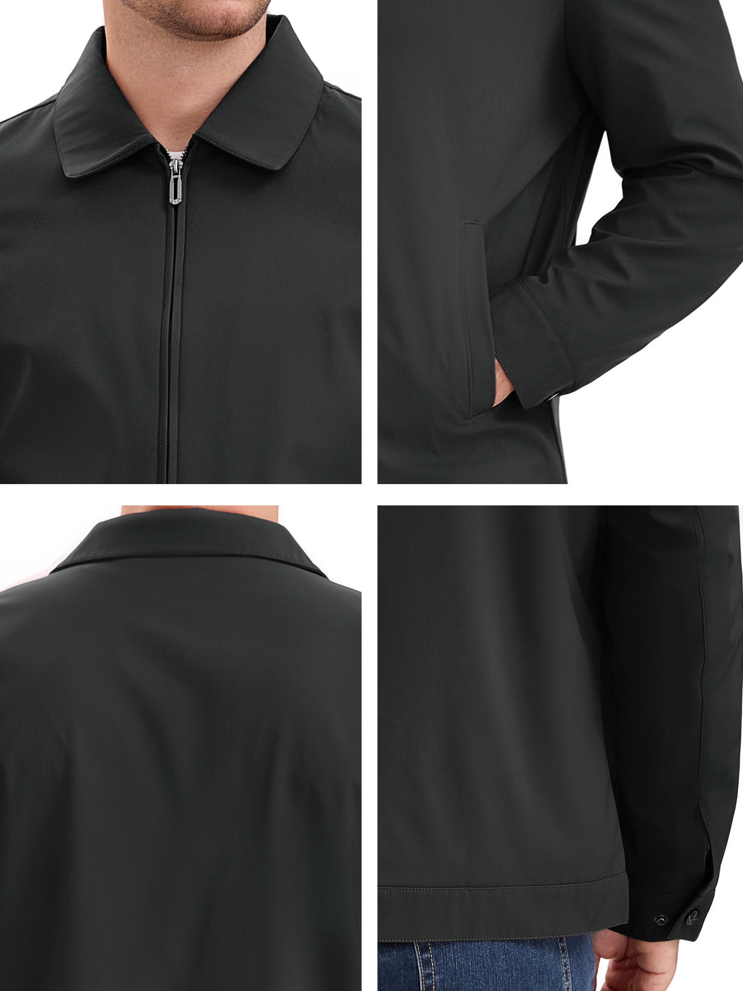 DARING DIVA Men's Long Sleeve Full Zip Up Lapel Solid Lined Jacket L Black