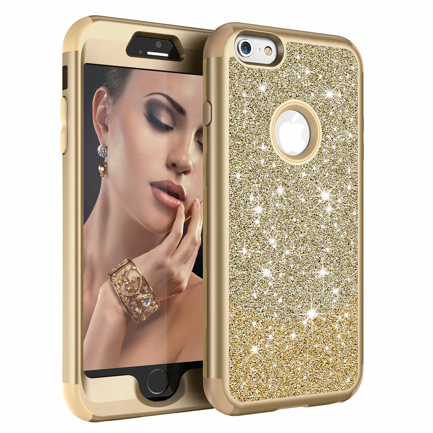 iPhone 6S / 6 Plus Case Cover, Allytech 3 In 1 Silicone PC Glitter