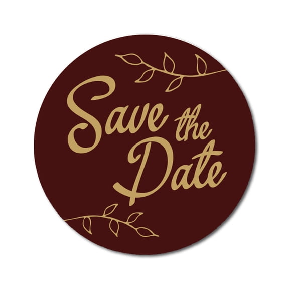 Darling Souvenir DIY 45 Pcs Dark Brown Leaf Vines Save The Date Stickers Round Envelope Seal-1.6 Inches