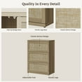 thumbnail image 4 of SICOTAS 34.2" Tall 3-Drawer Dresser Nightstand, Small Boho Rattan Chest of Drawers with Slide Rails, Wood Dresser Organizer, Modular Storage Cabinet for Bedroom & Living Room, Natural Oak, 4 of 7