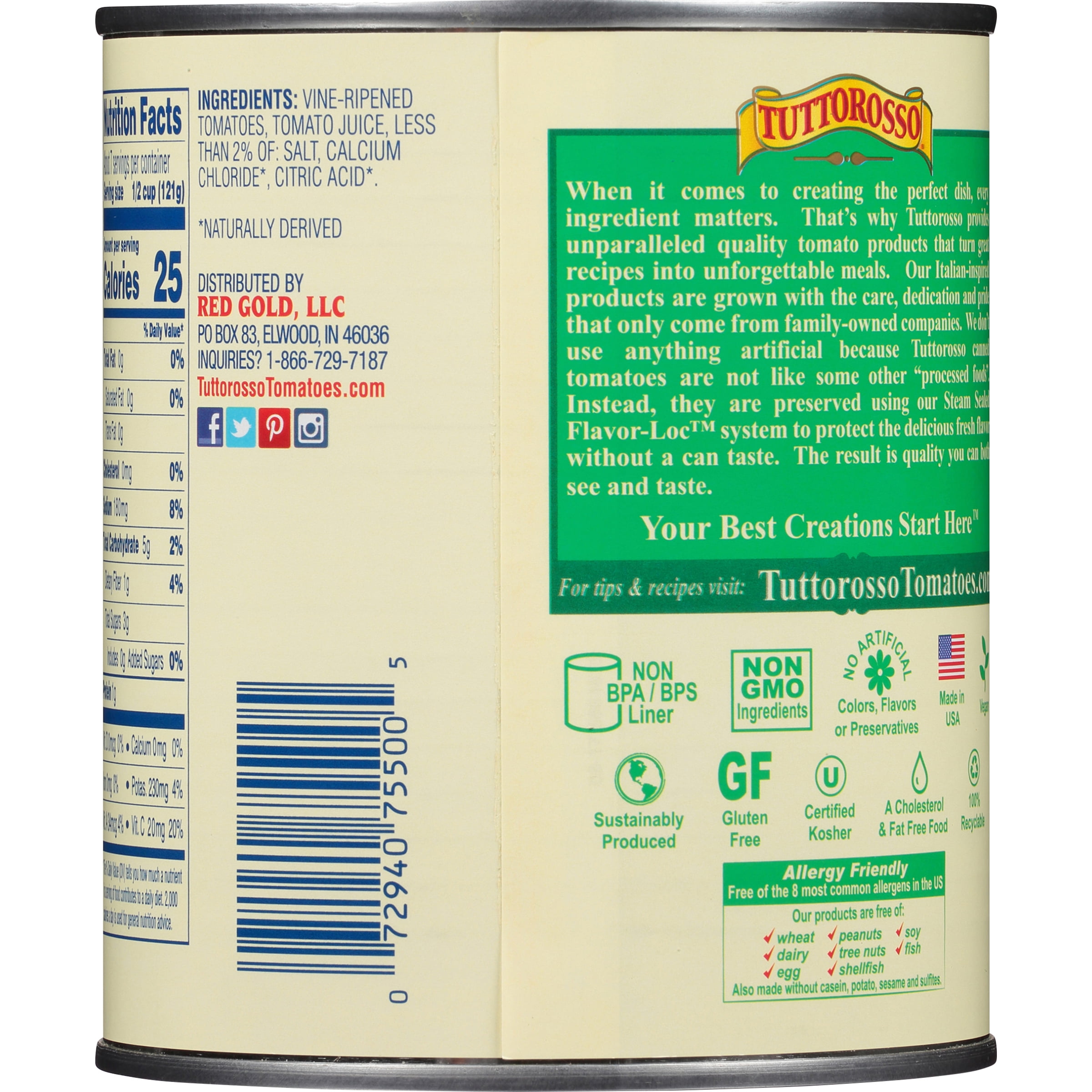 Tuttorosso Diced Tomatoes, 28 oz Can