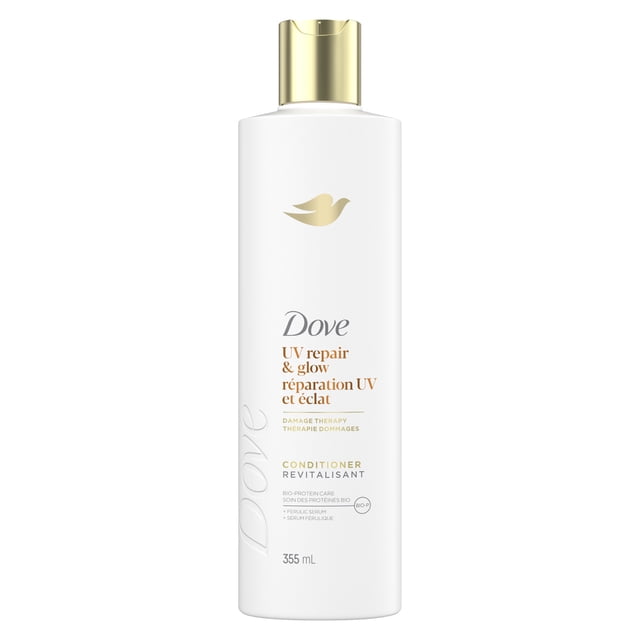 Dove Revitalisant Réparation UV et Éclat Soin des Protéines Bio + Sérum Férulique, 355 ml