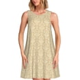 thumbnail image 1 of Balery Damask Beige Tan Brown Vestidos de verano para mujer con estampado: vestido holgado sin mangas, vestido playero informal y cómodo para días calurosos., 1 of 7