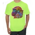 thumbnail image 1 of Colorful Neon Gorilla | Dean Russo Art Animal Lover Men's T-Shirt, Safety Green, 4X-Large, 1 of 6